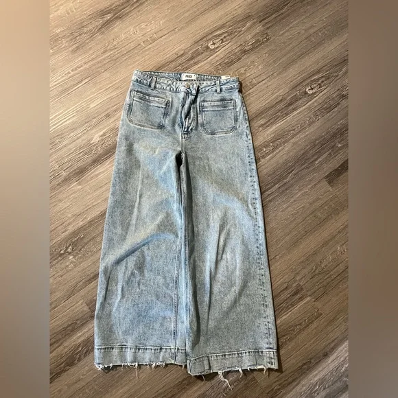 PAIGE Blue Flare Wide Leg Jeans - Picture 1 of 5